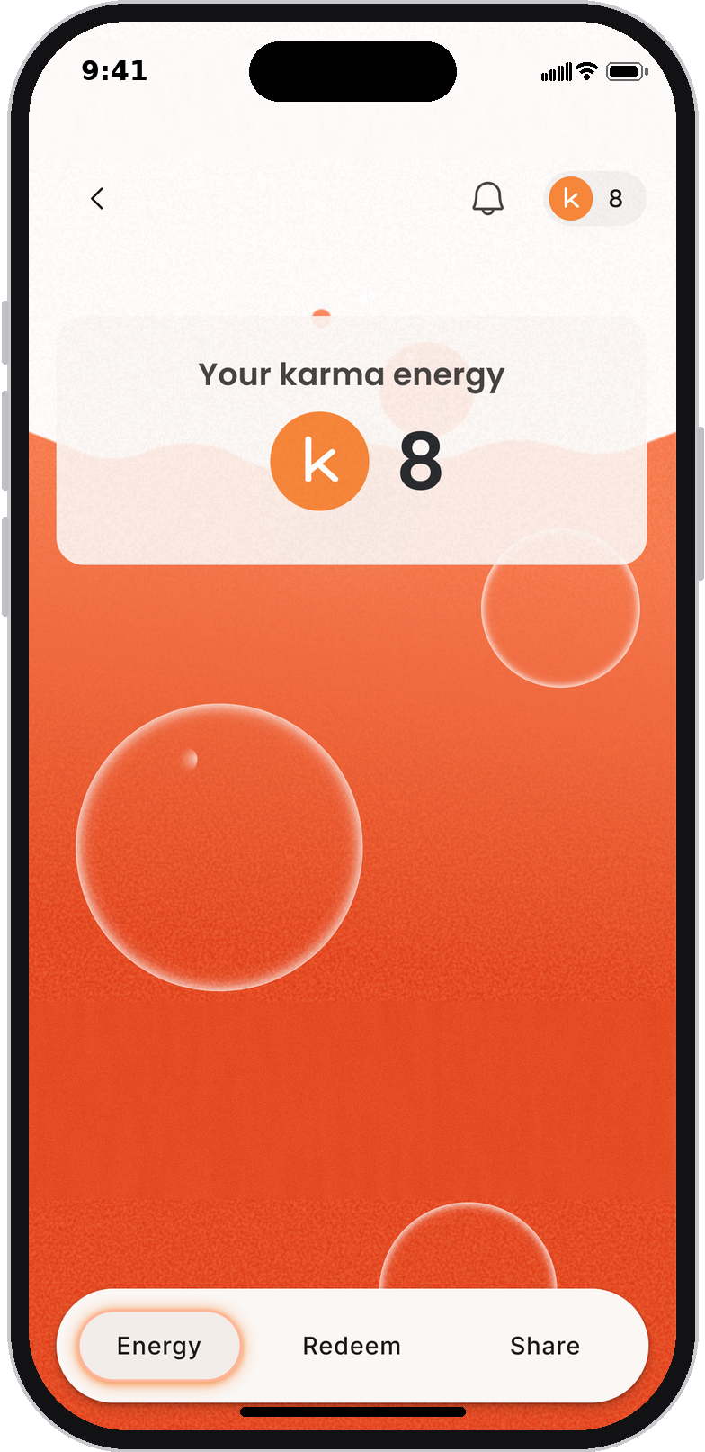 karma app: your karma energy balance.